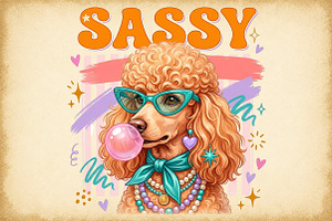 Sassy Retro Poodle Dog PNG