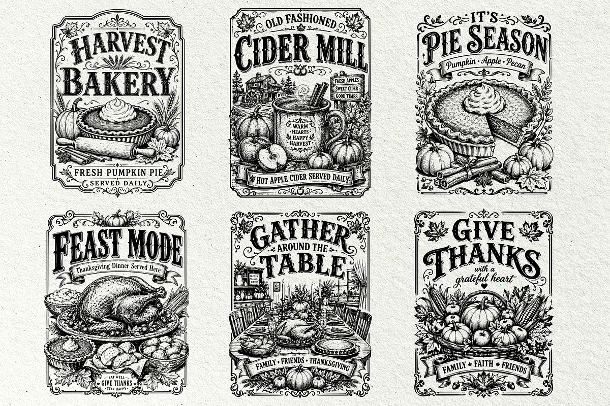 Thanksgiving Signs SVG Graphics, a Seasonal Illustration by DENIDigitalArtSudio (Photo 3 of 7)