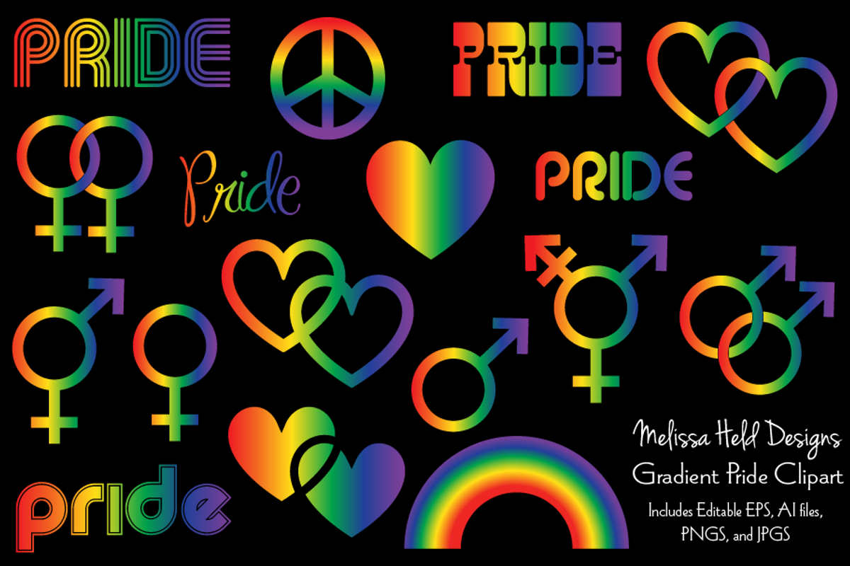 Gradient Rainbow Pride Clipart, an Outline Icon by Melissa Held Designs (Photo 1 of 4)