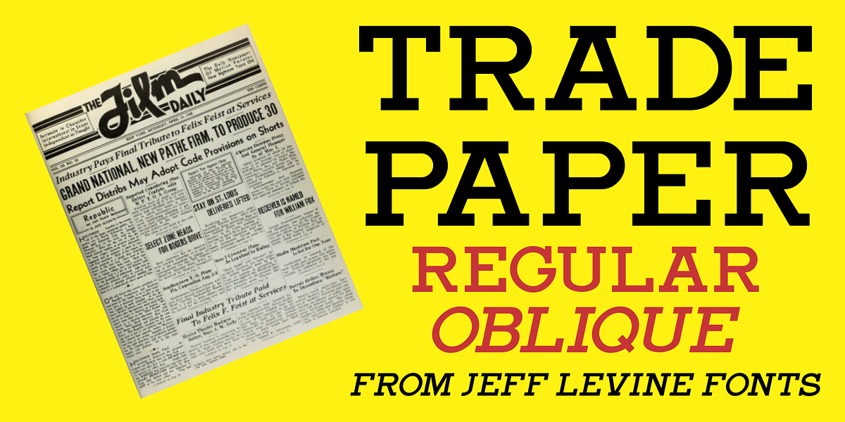 Trade Paper JNL, a Slab Serif Font by Jeff Levine Fonts (Photo 1 of 5)