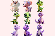 Funny Dinosaur Clipart PNG Bundle, a Graphic by M9 Design (Thumbnail 4 of 9)