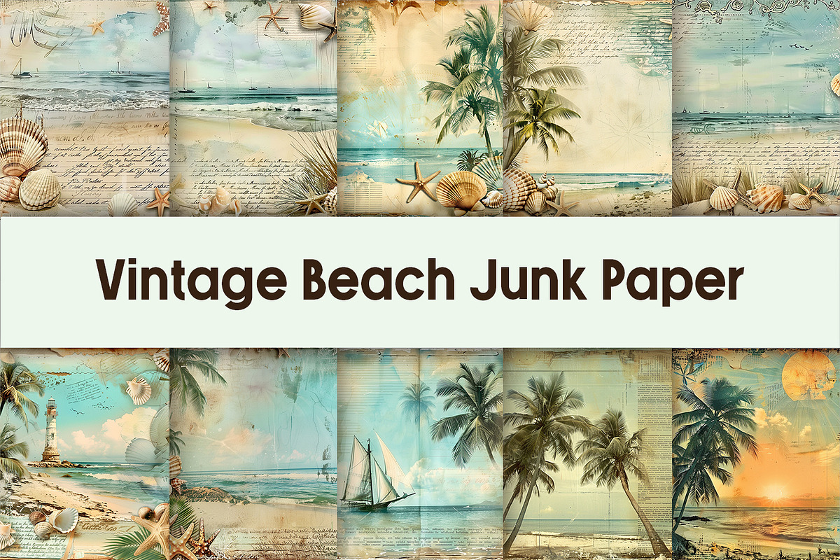 Vintage Beach Junk Paper, a Background Graphic by AdriOP