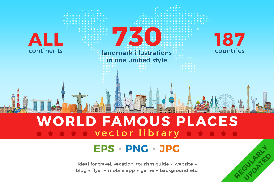 World Famous Places Vector Library by Sentavio  Creative Market