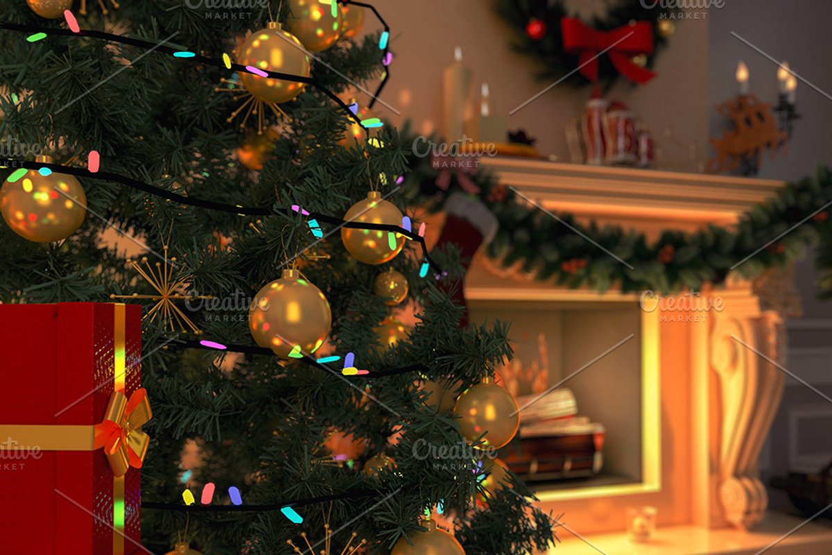 3D rendering New year interior, a Decorative Illustration by RichmanStudio (Photo 2 of 3)
