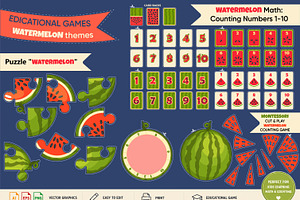 Watermelon Math Educational Games, a Card Template by BabySofja