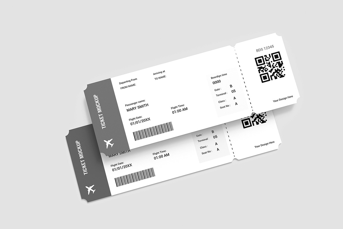 Flight Ticket Mockup Template, a Product Mockup by graphypix (Photo 3 of 4)