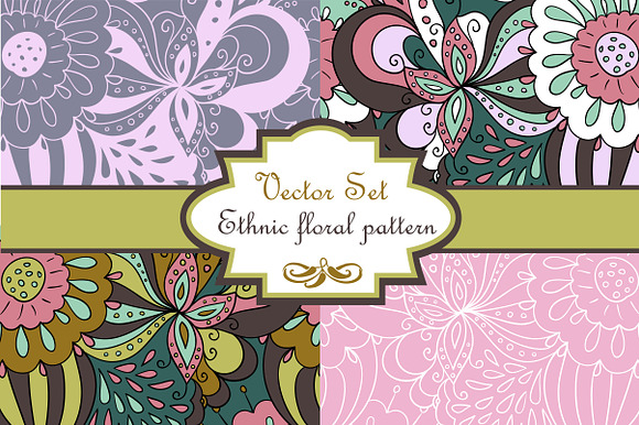 Vector set "Abstract floral Pattern" preview 6