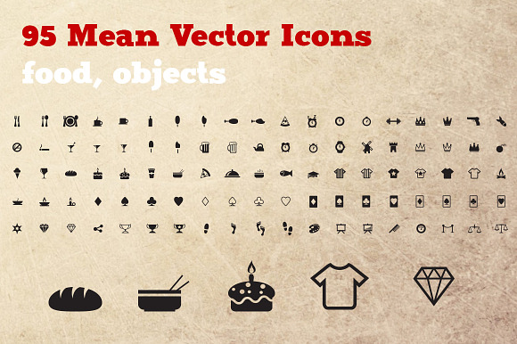 95 Food Objects Icon Set