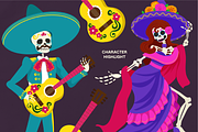 Dia De Los Muertos Character Set, an Illustration by Invisual Studio (Thumbnail 3 of 10)