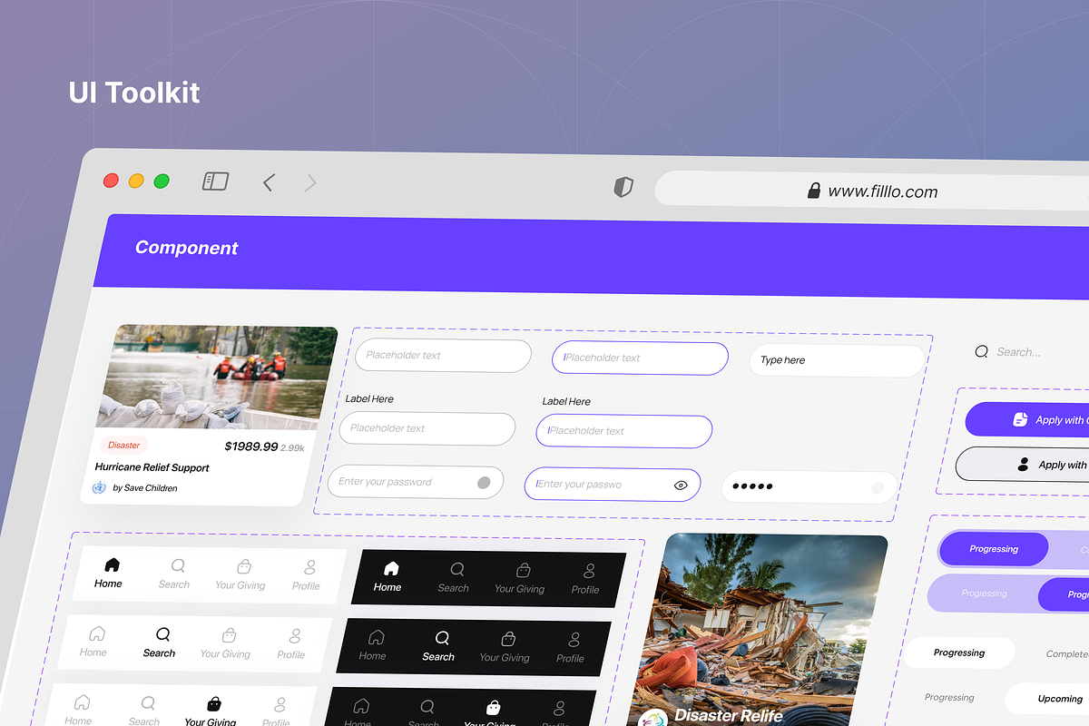 Filllo Crowdfunding App UI Kit, an UI Kit Template by floxui (Photo 7 of 8)