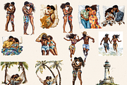 BEACH SUMMER GIRL ROMANCE CLIPART, a Person Illustration by Daring Digies (Thumbnail 4 of 8)