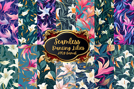 Dancing lilies Seamless Paper, a Pattern Graphic by Agnesagraphic (ID 95)