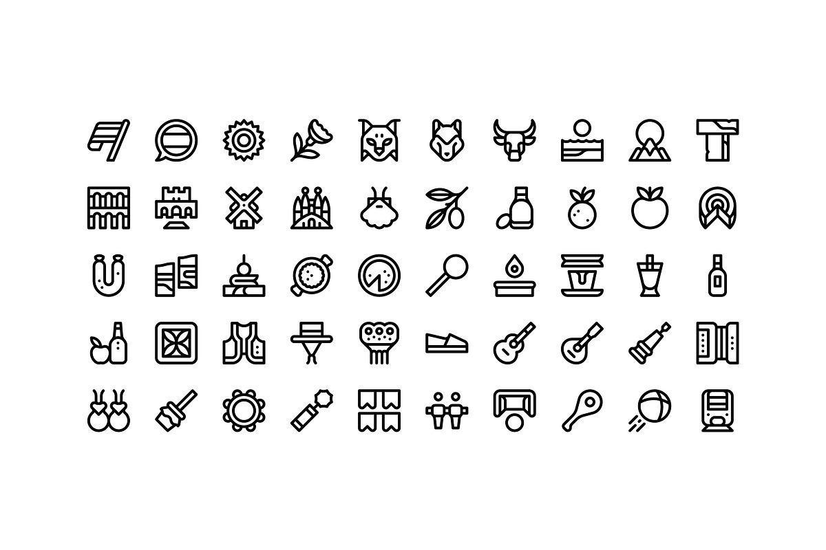 50 Spain Icons, an Outline Icon by Side Project (Photo 2 of 8)