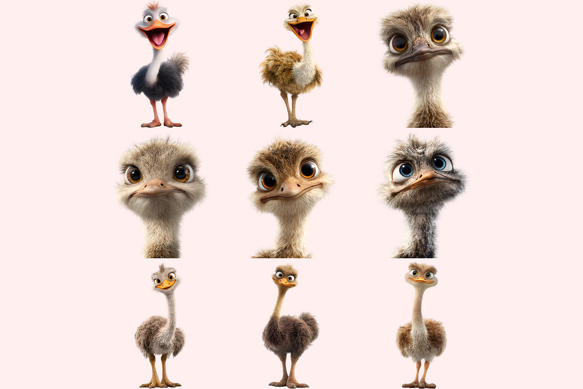 Ostrich PNG Clipart Bundle, a Graphic by M9 Design (Photo 6 of 9)