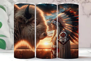 Spiritual White Bison Tribal Tumbler, a Background Photo by LamanAzalea