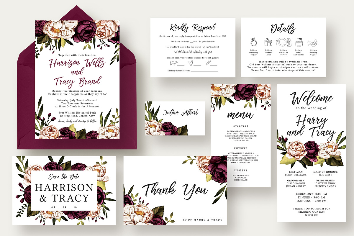 Bold & Stylish Floral Wedding Suite, an Invitation Template by Knotted Design (Photo 1 of 4)