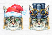Portraits of Maine Coon cat, an Animal Illustration by Watercolor fantasy (Thumbnail 4 of 6)