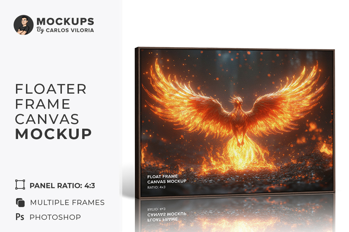 Standing Floater Frame Mockup R-4x3, a Merchandise Mockup by Mockups by Carlos Viloria (Photo 1 of 6)