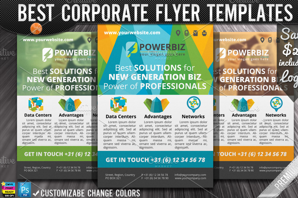 Flat Polygonal Power Crystal Flyer, a Flyer Template by joyologo (Photo 1 of 5)
