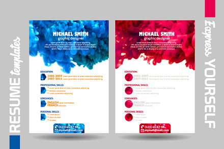 Resume templates with swirling water
