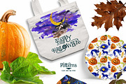 Watercolor Happy Halloween, a Seasonal Illustration by Graphobia (Thumbnail 2 of 3)