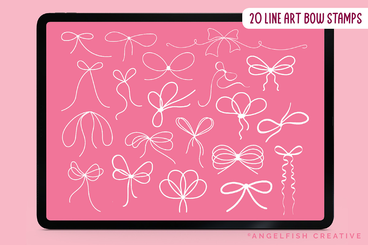 Coquette Bow Procreate Brush Set, a Brush Add-On by AngelfishCreative (Photo 3 of 10)