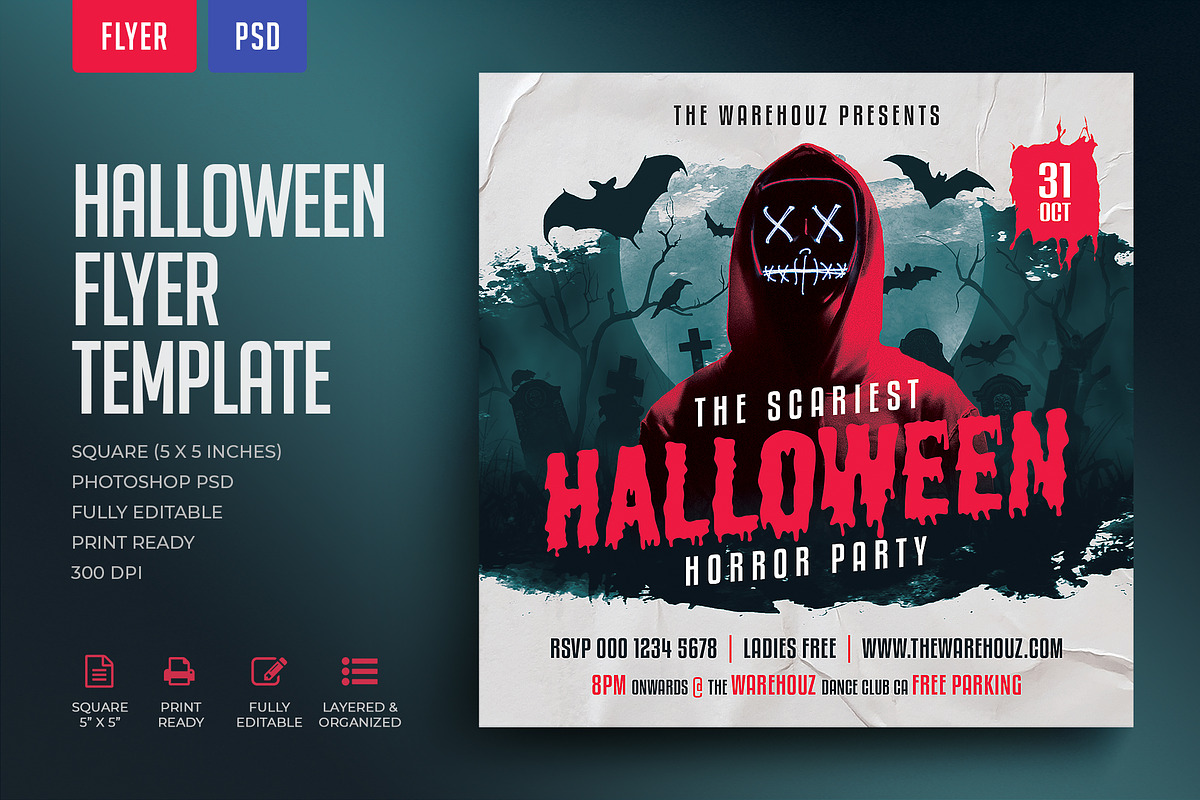 Scary Halloween Horror Party Flyer, a Flyer Template by Verazo (Photo 1 of 2)