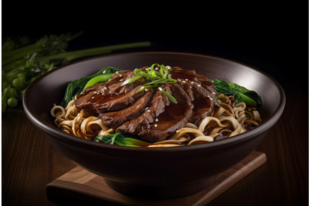 Beef lamian noodles bowl. Generate, a Food & Drink Photo by Ylivdesign