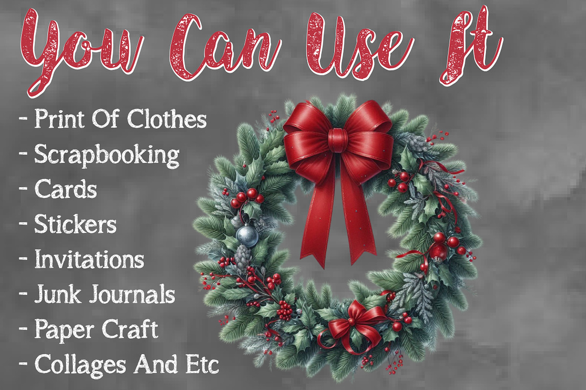 Christmas Wreath PNG Clipart Bundle, a Work Illustration by Craft Nest (Photo 5 of 5)