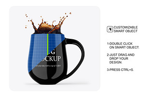 Glossy Mug W/ Coffee Splash Mockup