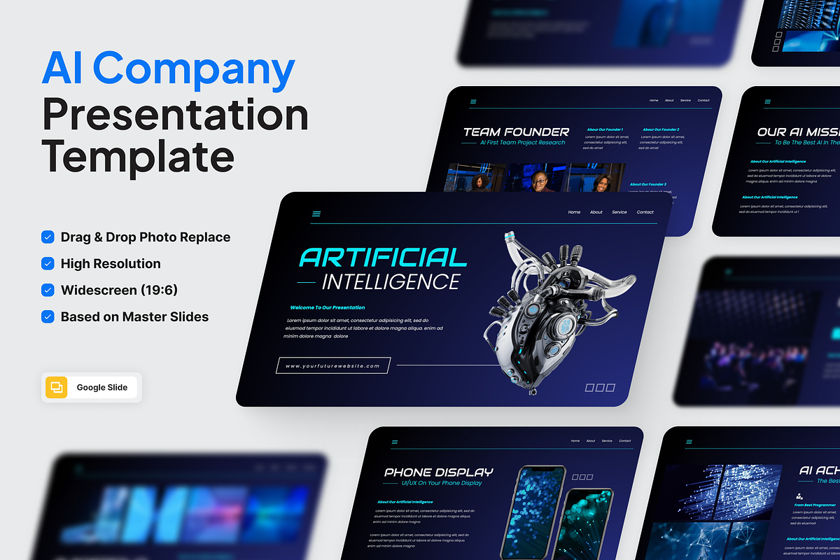 Artificial Intelligence Google Slide, a Presentation Template by SquidPixey (Photo 1 of 6)