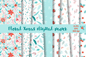 Christmas Floral Pattern & Elements