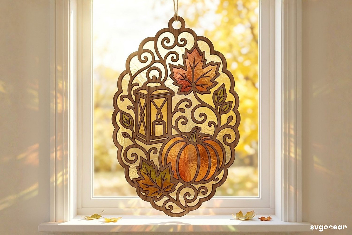 Fall Suncatcher Laser Cut Bundle, a Decorative Illustration by svgocean (Photo 8 of 13)