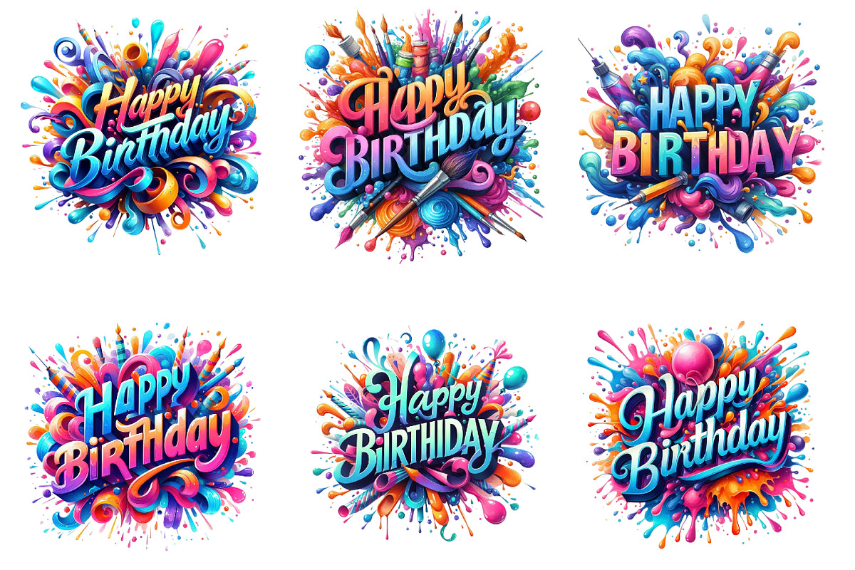 Happy Birthday Png Bundle, a Seasonal Illustration by DreamArtGraphic (Photo 4 of 4)