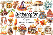 Hello Fall Toile De Jouy Clipart, an Illustration by Design Market (Thumbnail 1 of 3)