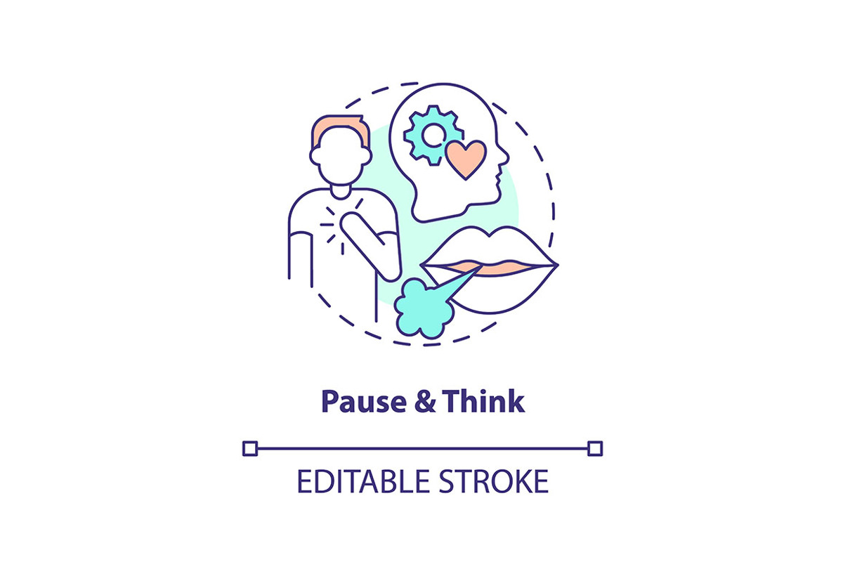 Pause and think concept icon, an Outline Icon by IMG Visuals