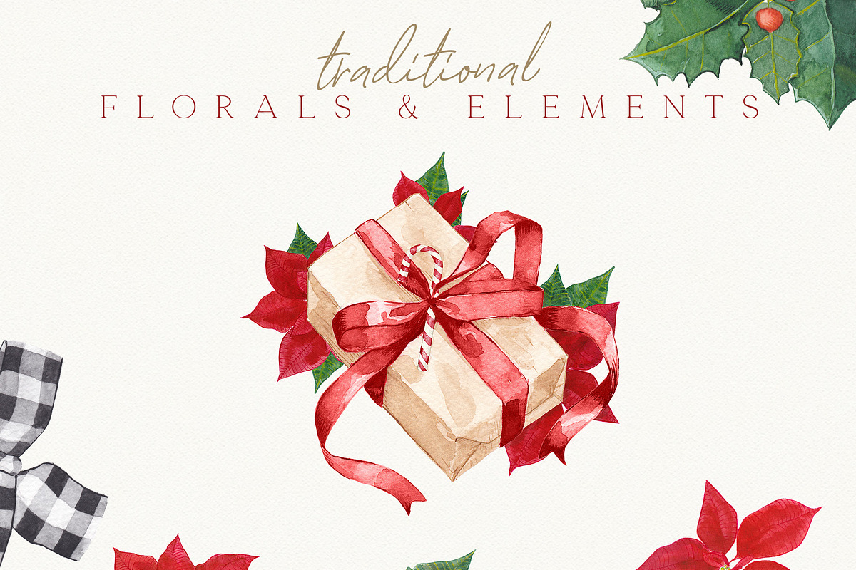 Christmas Watercolor Festive Clipart, an Animal Illustration by January Bloom (Photo 11 of 32)