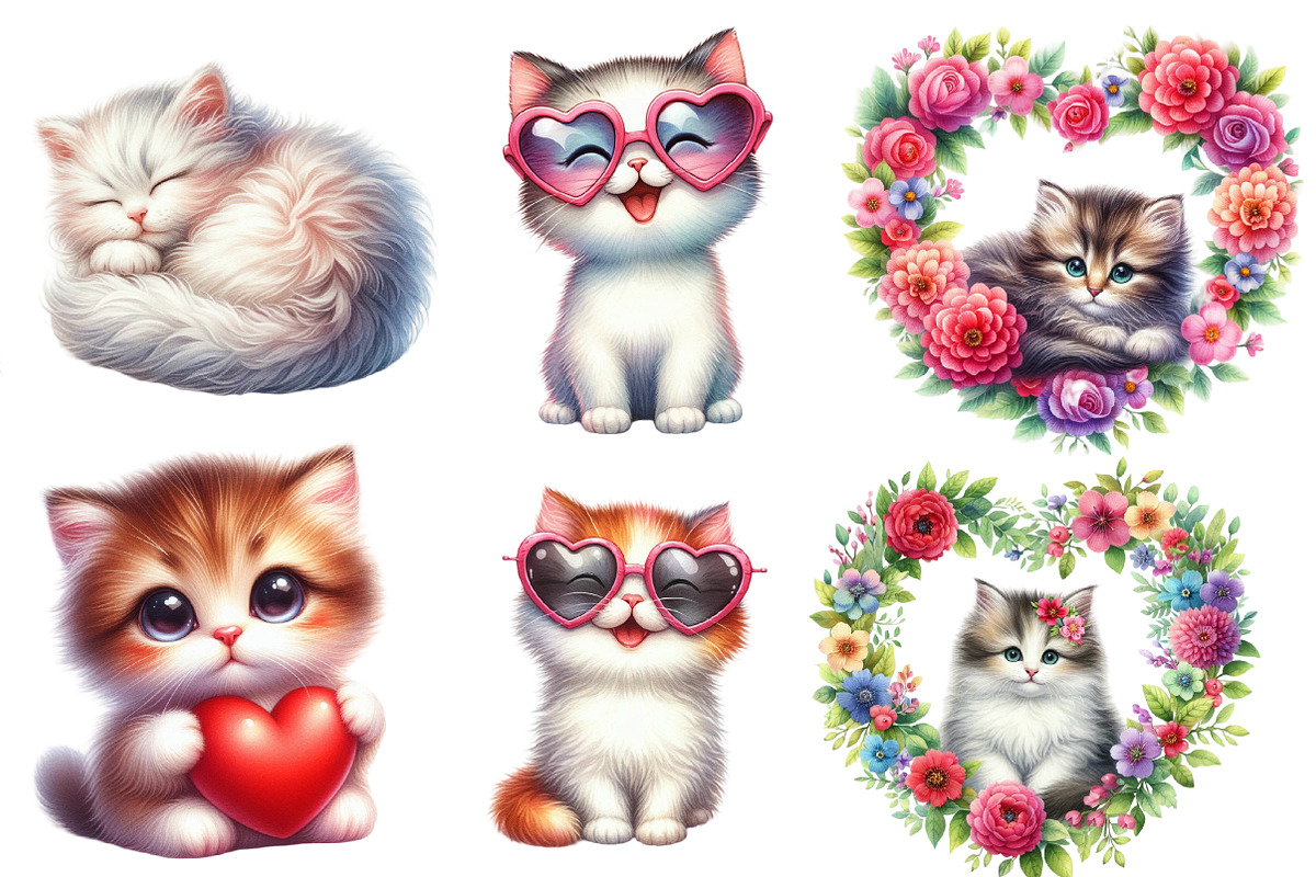 Valentine's day cat Clipart, an Illustration by Designworld (Photo 2 of 4)