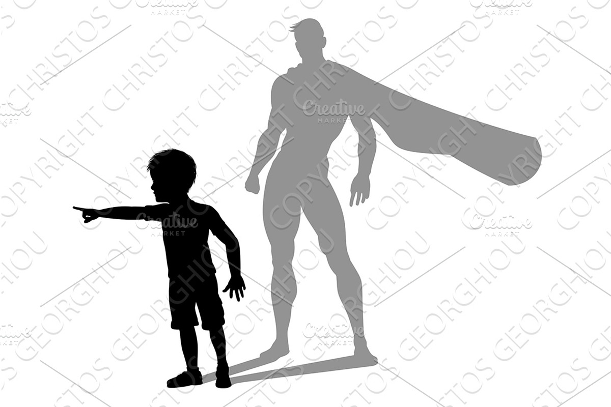 Superhero Child Kid With Super Hero, an Illustration by Christos Georghiou