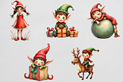 Christmas Elves Clipart,Christmas Cl, an Illustration by CrexoraLab (Thumbnail 2 of 4)