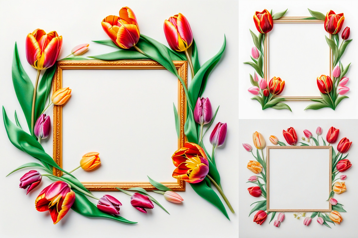 Embroidered flower tulip background, a Background Graphic by IrySha (Photo 1 of 4)