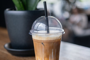 Coffee takeout cappuccino lid mug plastic straw, a Food & Drink Photo by Photo Drive Studio