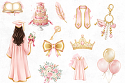 Watercolor Graduation Clipart Bundle, an Illustration by Elegant_Studio44 (Thumbnail 3 of 4)