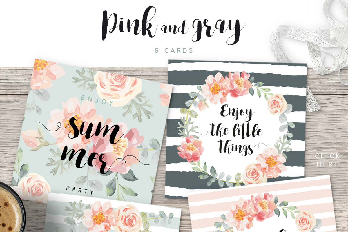 Pink and Gray floral collection, an Illustration by OJardin (Photo 2 of 4)