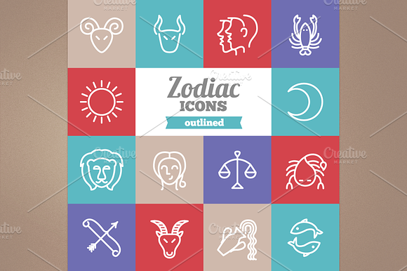 Outlined Zodiac Icons