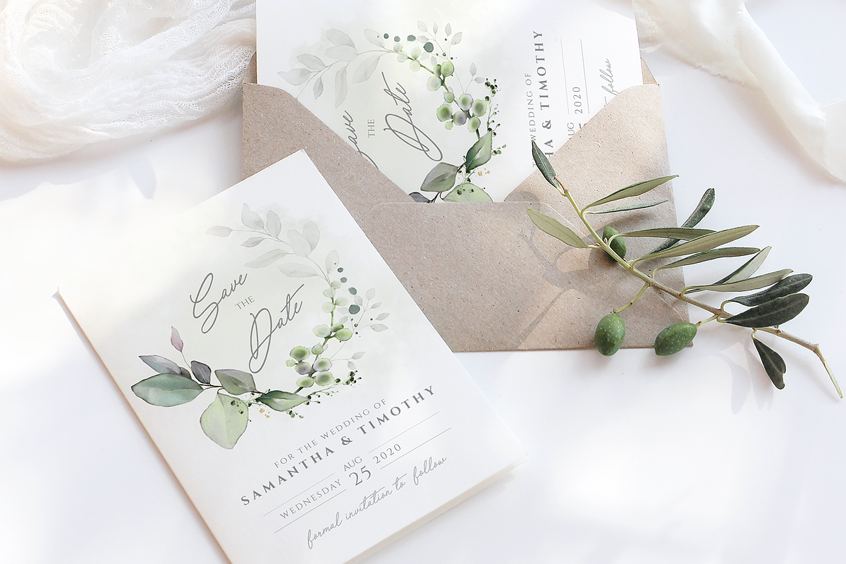 Watercolour Foliage Wedding Suite, an Invitation Template by R Whitehurst Design (Photo 2 of 4)