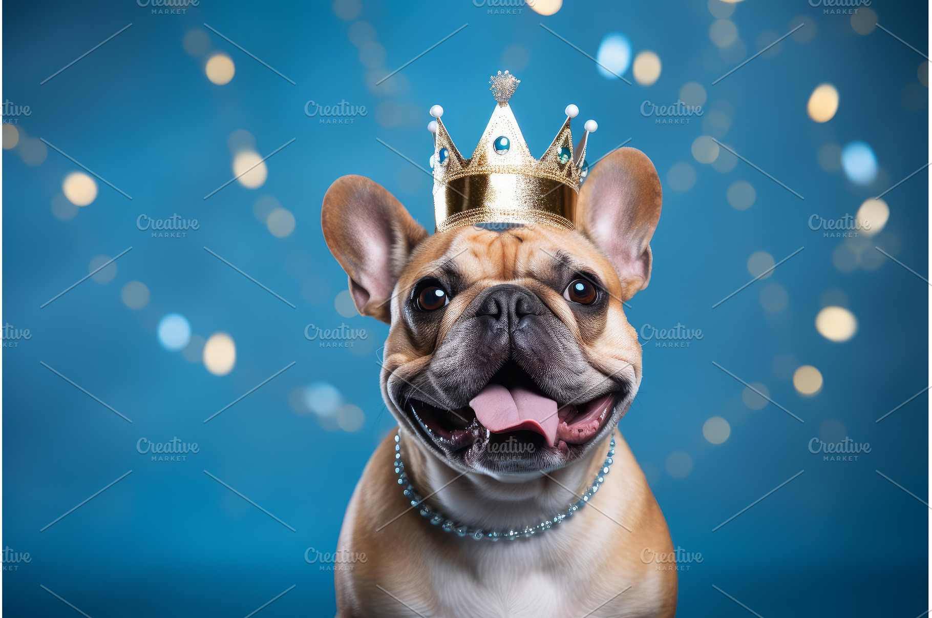 French bulldog wearing crown and, an Animal Photo by Ylivdesign