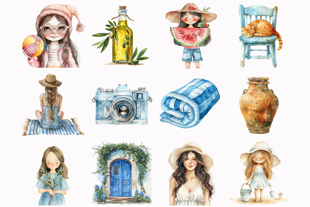 Greek Vacation Clipart, an Illustration by Design Market (Photo 4 of 7)