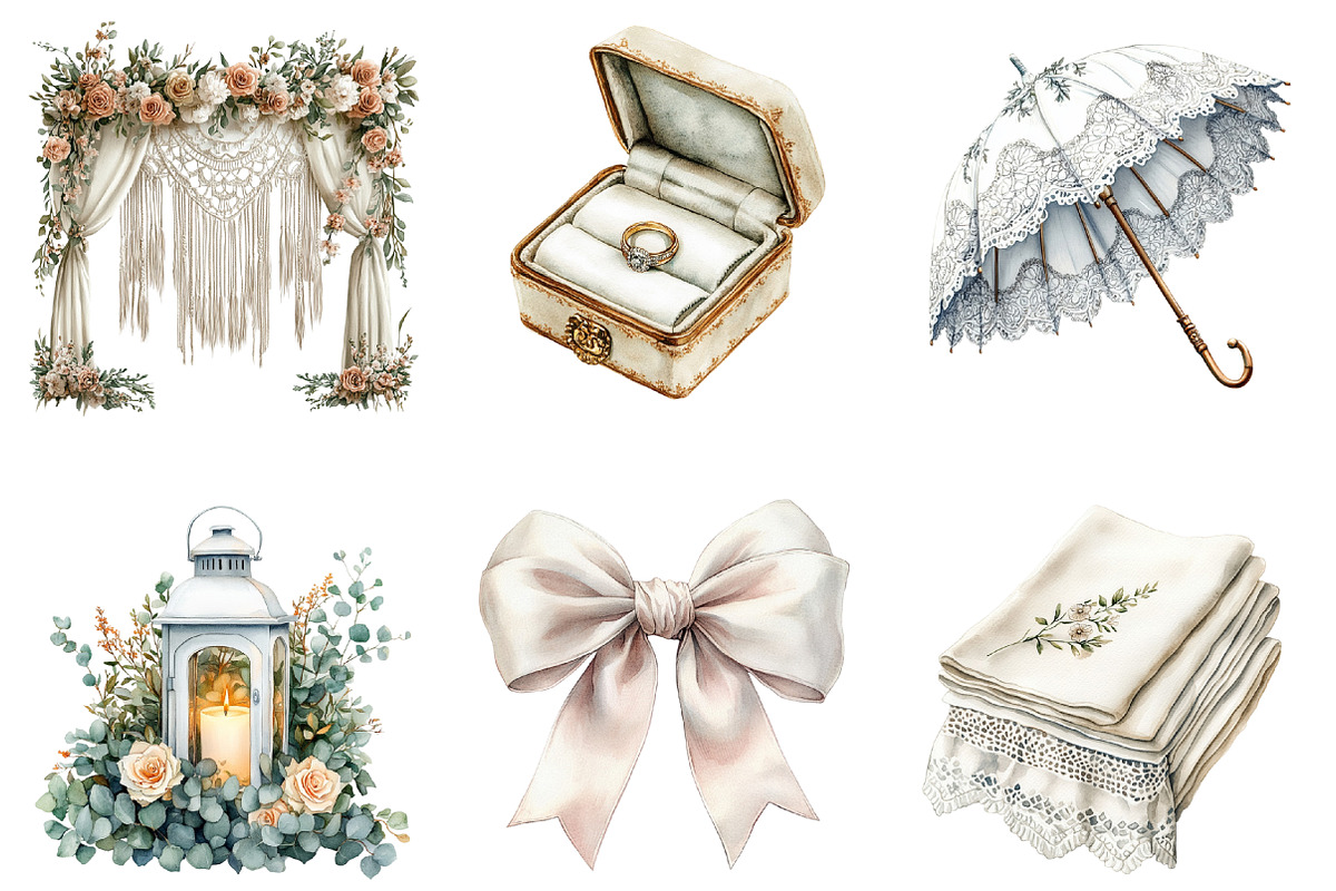Boho Wedding Sublimation Clipart, an Illustration by SinaCreation (Photo 2 of 5)