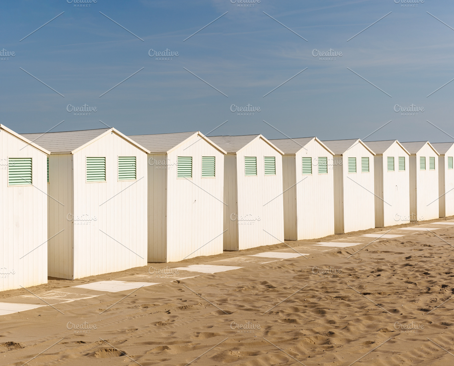 White beach Huts, Venice Lido, an Architecture Photo by Bepslabor